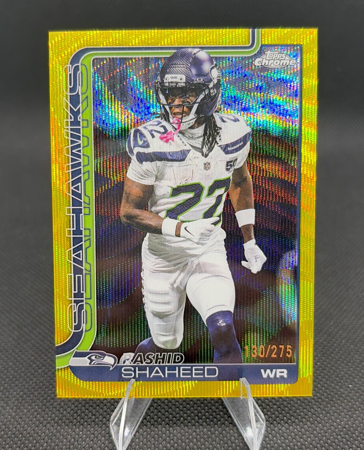 2025 Topps Chrome #218 Rashid Shaheed Yellow Wave Refractor #/275