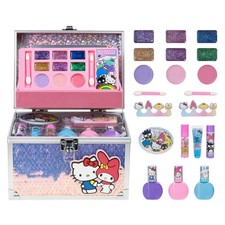Hello Kitty & Friends Train Case Beauty Set, Makeup Kit for Girls, Real Washa...