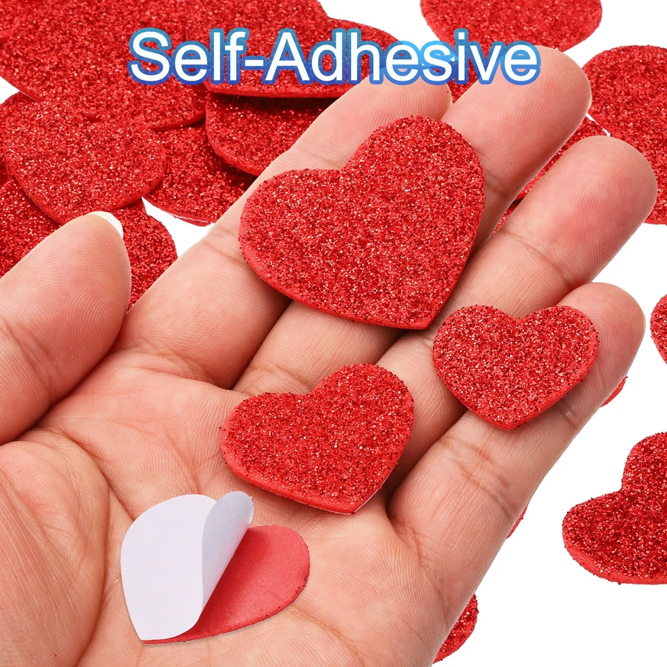 Пена наклейки, 2 упаковки 60шт клей блестки пены формы стикер, красный сердце - Изображение 4 из 4