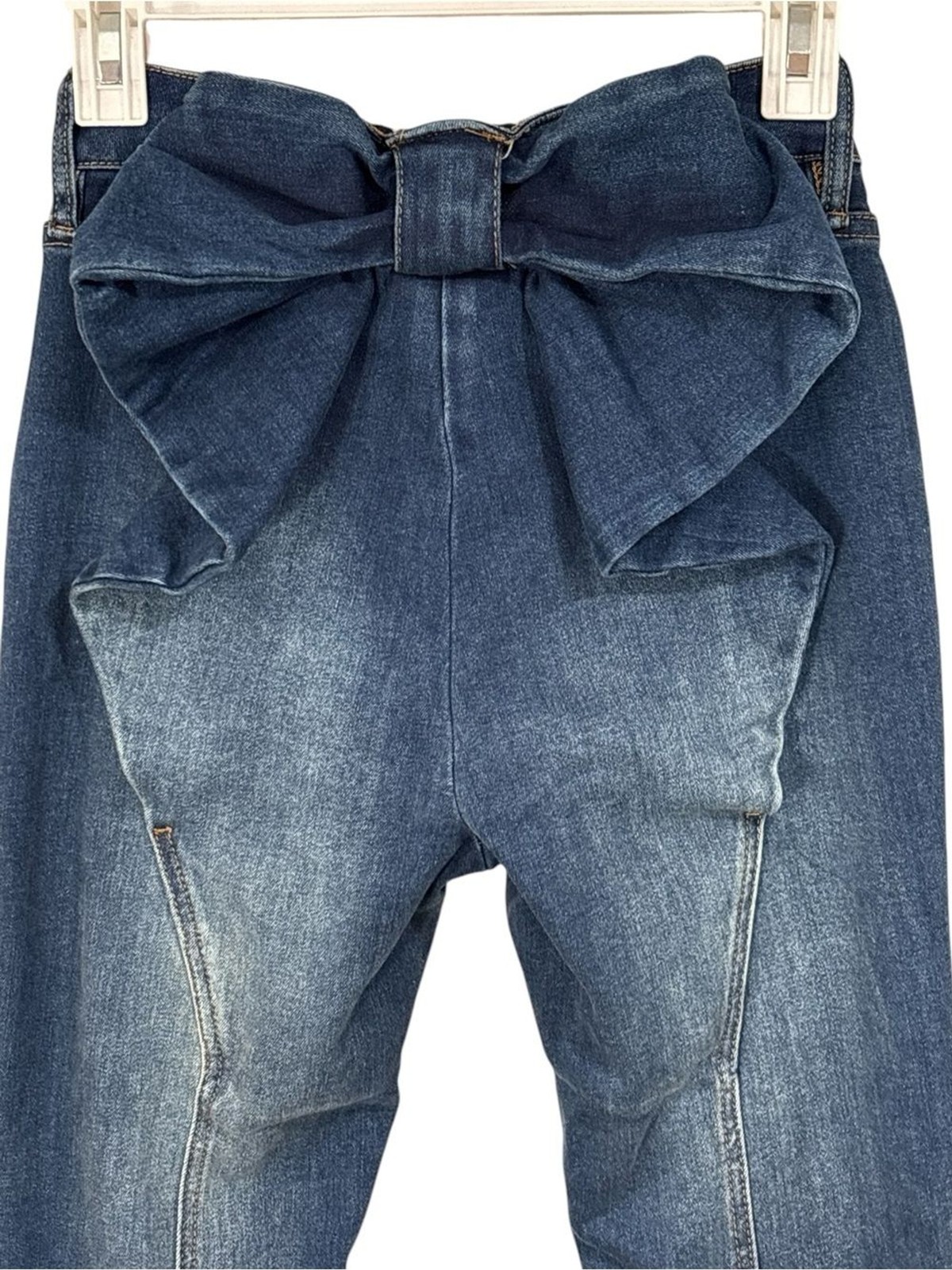NWT Brianca Bow Stretch Flare Blue Jeans by FasionNova Size 0 Womens image 5