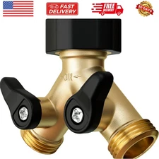 Heavy Duty 2 Way Hose Splitter  Brass for Superior Durability, Wye Garden Hos...
