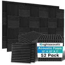 52 Pack Acoustic Foam Panels, 1 X 12 X 12 Inches Sound Proof Foam Panels for ...