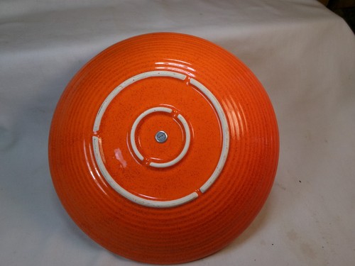 Vintage California Pottery Ribbed Orange Pottery Tidbit Serving Tray - Picture 3 of 4
