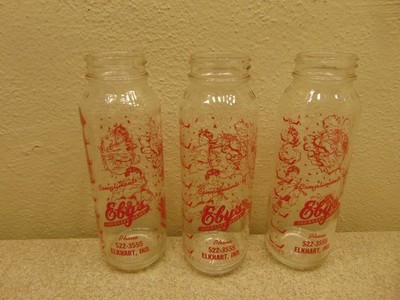 3 Vintage Hygeia Nursing Bottle Cherubs Baby Eby's Guernsey Dairy Elkhart Ind