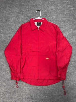 Dickies Red Zip Front Windbreaker Jacket Medium Nylon Workwear