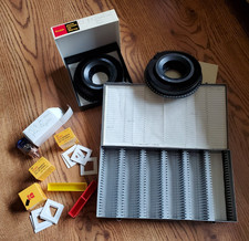 Photo Slides Supplies Kodak Carousels, 2x2 Adapter Frames, Bulb Organizing Box