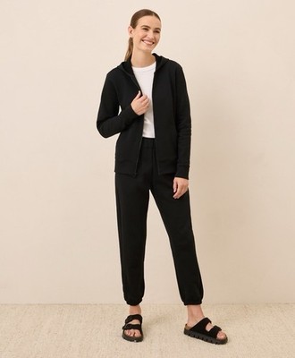 Pact Women s Organic Brushed Fleece Classic Sweat Set WPC6J Black Size S