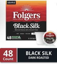 Folgers Black Silk, Dark Roast Coffee, Keurig K Cup Pods, 48 Count Box
