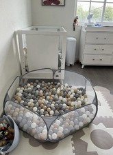 Toddler Collapsible Ball Pit and Balls 350 Balls. Gray Beige White 6m Fun 