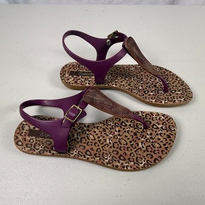 Grendha Purple Art Deco Style Back Strap Sandals - Size US 6