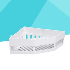 Shower Basket Corner Shelf Bathroom Wall Mount Storage Rack White Plastic