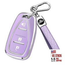 Key Fob Cover for Chevy, Car Key Fob Case with Keychain for Equinox Purple