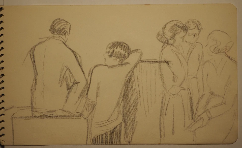 Ecole des Beaux-Arts de Bordeaux CARNET DE CROQUIS - Années 30 - 18,5 x 10,5 cm. - Photo 4/4