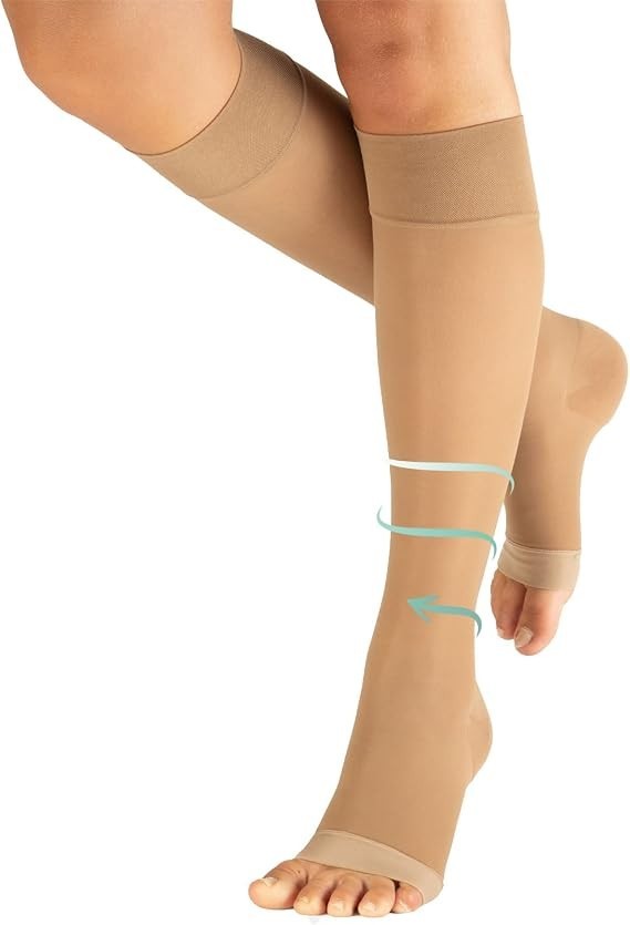 Calze Antitrombo Donna e uomo a Punta Aperta Antiembolia Compressione Forte TG M