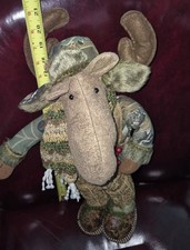 21" Christmas Standing Moose Plush Figurine Ski Holiday Lodge Decor