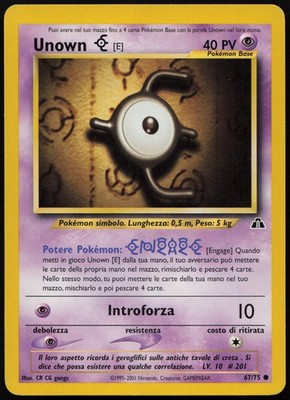 UNOWN E COMMON NEO DISCOVERY 67/75 ITALIENISCH GD 2001 WOTC POKEMON KARTE