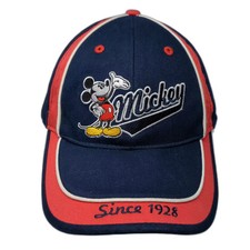 Disney Mickey Mouse Baseball Cap Blue Red OS Strapback Hat Embroidered Cotton
