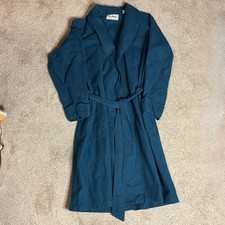 LL Bean Men's Vintage Teal Blue Cotton Robe Made In USA Medium