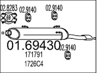 Endschalldämpfer Nachschalldämpfer MTS 01.69430 für PEUGEOT 306 7D N3 N5 16V