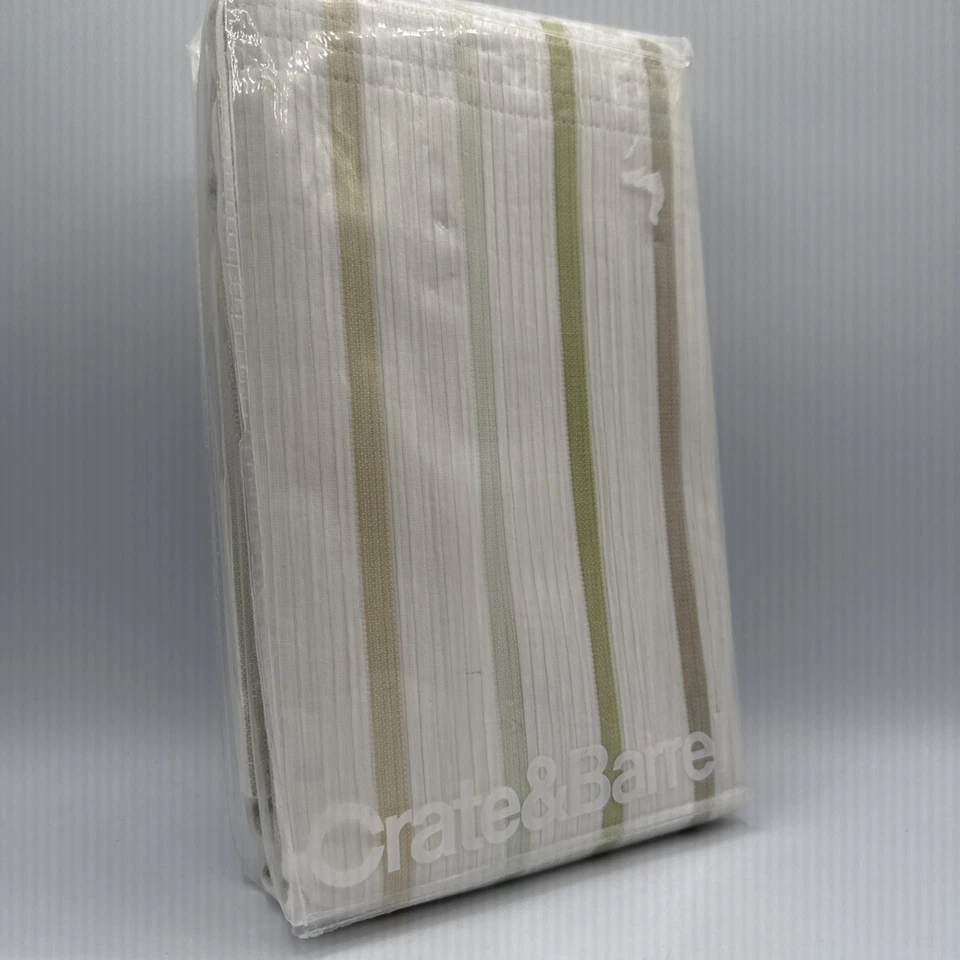 CRATE And BARREL Standard Sham Lima Rayas Verde Algodón 20x26 Nuevo con Etiquetas Foto 3 de 4