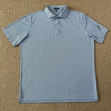 Peter Millar Crown Crafted Blue Printed Performance Polo Shirt Size XL flaw 