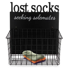 Creekview Home Emporium Seeking Soulmate Lost Socks Basket for Laundry Room Sign