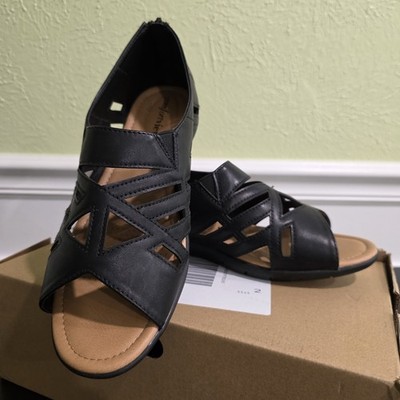 Comfortview 9Wide Nyla Gladiator Sandal Black Back Zip 