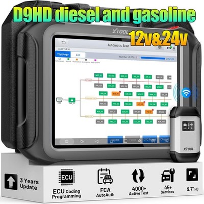 New XTOOL D9HD Diesel/Gasoline OBD2 Scanner Diagnostic TOOL 45+Reset Heavy Duty