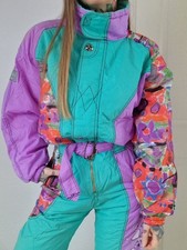 Retro Vintage Skianzug Skioverall Schneeanzug Ski Anzug Overall bunt XS/S
