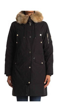 MICHAEL Michael Kors Womens Black Hooded Down...