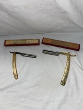 Vtg Pearl Duck Dubl Duck Goldedge & Special No. 1 6/8 Straight Razors w/ Boxes!