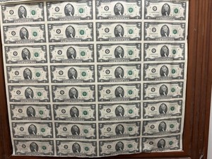 $2 Dollar Bills FOUR uncut & uncirculated Series 2003 sheets 32  buy one or more