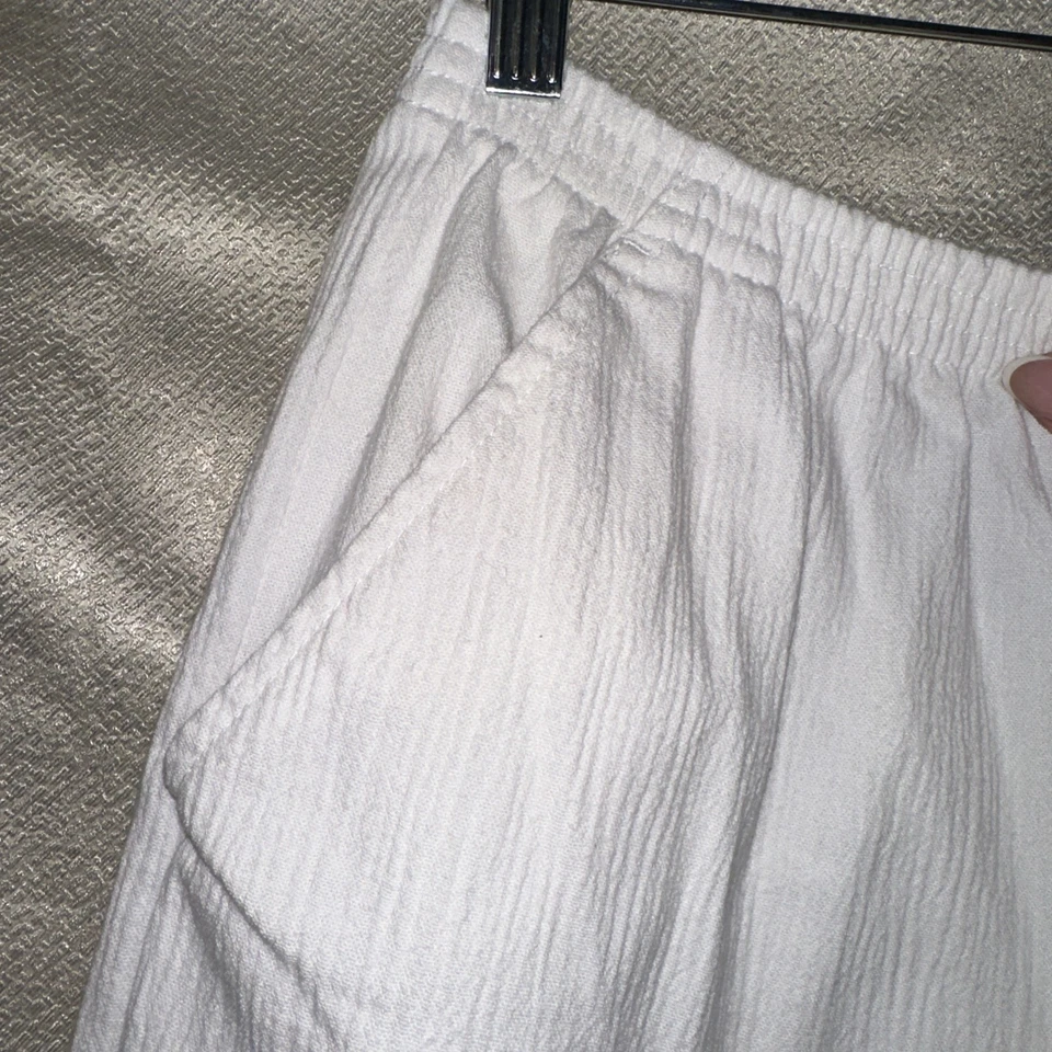 Pantalones BLAIR Cintura Elástica Tejido PL Pequeño Grande BLANCO Salón - Transpirable - Playa Foto 3 de 4
