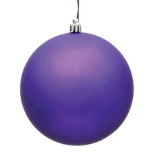 Vickerman N592066DMV 8 in. Purple Matte UV Drilled Cap Christmas Ornament Ball