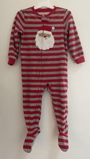 Carter's Toddler Boy Girl 1-Piece Cute Santa Striped Fleece Christmas PJs Red 2T