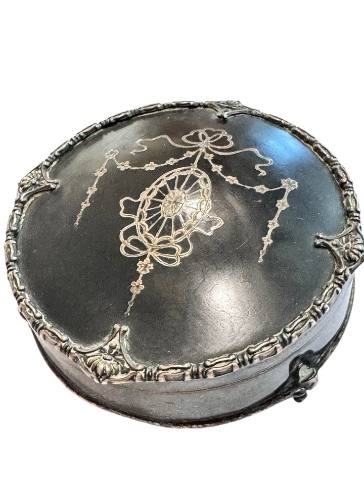 Antigua caja de tocador de piqué de tortuga sintética de plata esterlina MAPPIN & WEBB Co. 214 g Foto 2 de 4