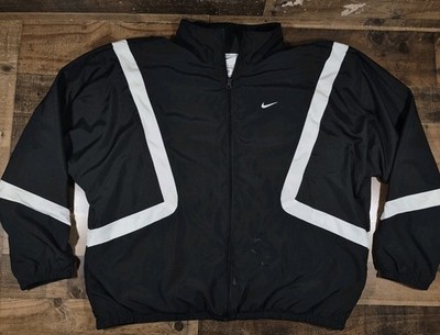 Nike Icon Basketball Windbreaker Jacket Large Black Woven Swoosh Spell Out