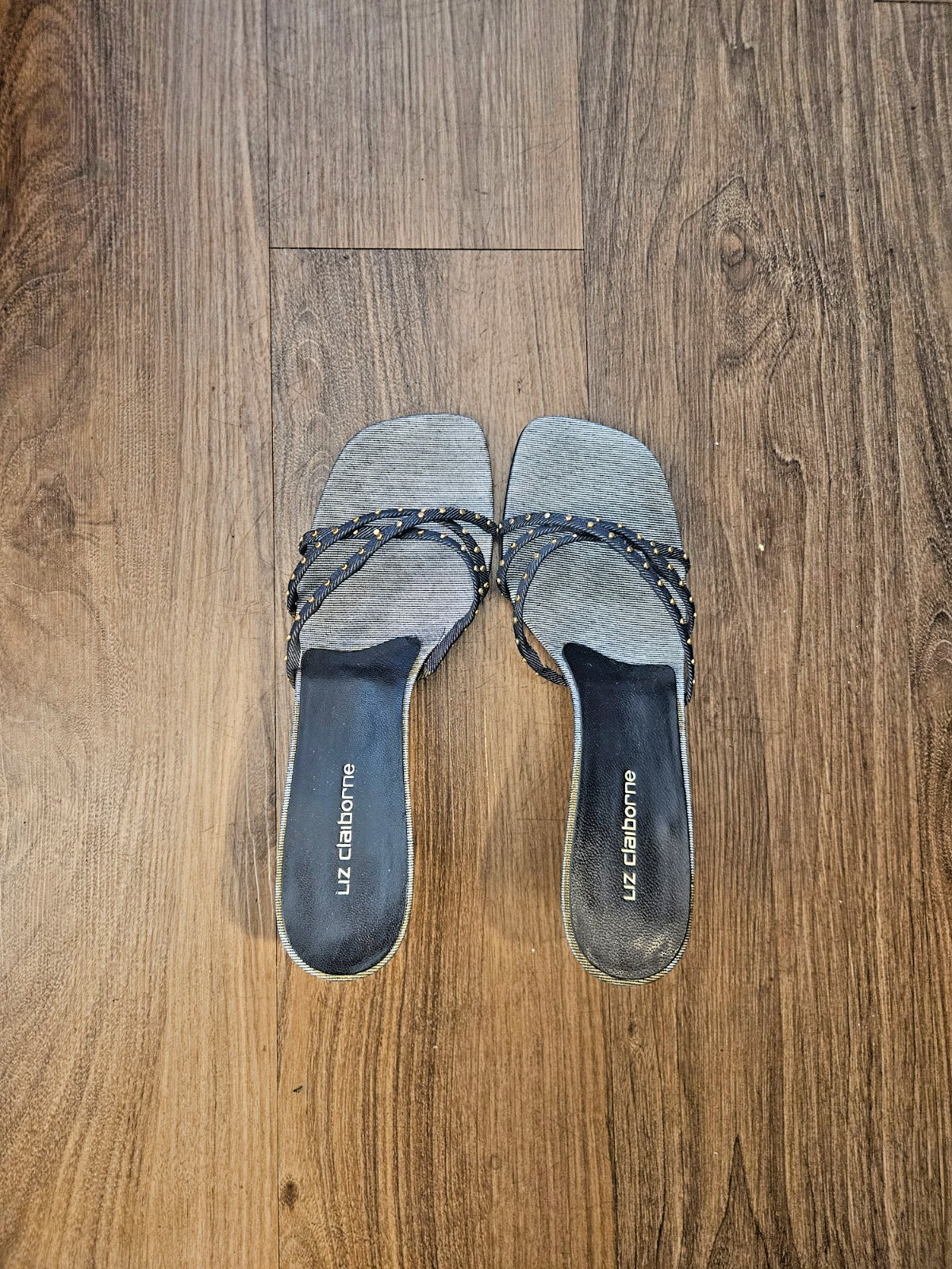 Y2k Liz Claiborne Strappy Denim Sandal Heels Womens 8.5M