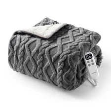 Heated Blanket Electric Throw Blanket, Tufted Sherpa Heating Lap Blanket, Hea...