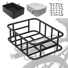 Bike Basket Rear Rack Bike Basket with Cargo Net and Liner Large Bicycle Bask...