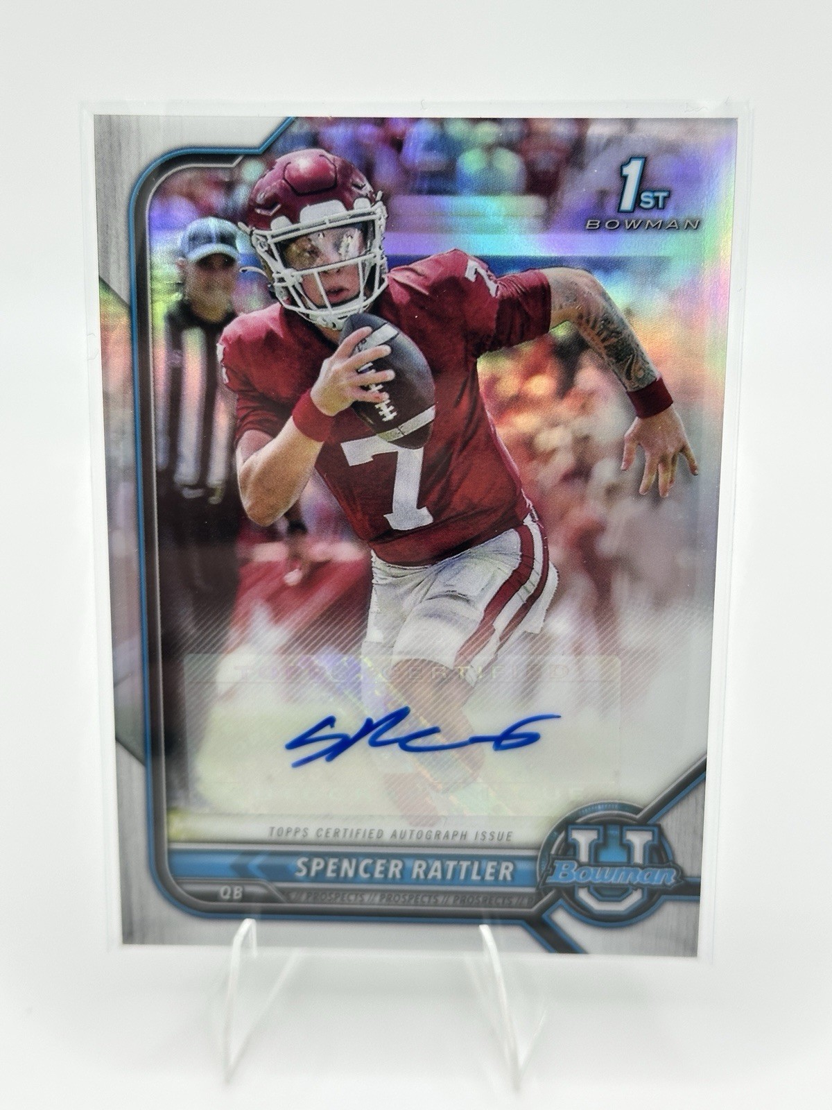 Topps 2021-22 Bowman University Chrome Prospect Autograph Spencer Rattler #BCPA…