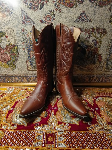 Womens COLE HAAN COUNTRY F2025 Brown Leather Cowboy Western Boots US Size 9.5 B - Picture 1 of 19