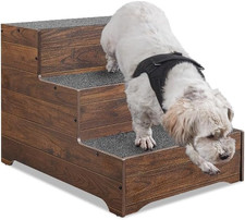Dog Stairs Furniture, Extra Wide Wooden Pet Steps for Medium Large Dogs and Cats