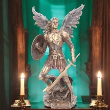 Bronze Archangel Michael Figurine Statue Religious Ornament Sculpture or Gift