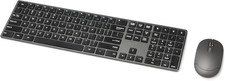 Ultra Premium Wireless Keyboard and Mouse Combo, Rechargeable, Full-Size with Nu