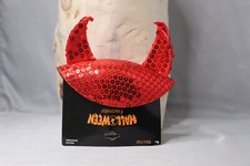 Halloween Fascinator Mini Hat Clips On Devil Horns Cap Shiny Red Dress Up