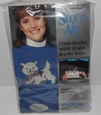 Vtg Distlefink Designs Sequin Art White Kitty Cat  Kit #33229 New Sealed