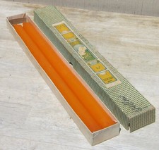 PAIR Vtg 1930s LARGE 20" Taper/Pillar CANDLES w/BOX 1.25" dia ORANGE Lee Ngee