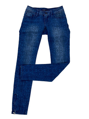 Jeans Hose Damen Gr. 25 Blau Knöchellang Skinny Slim Push Up 