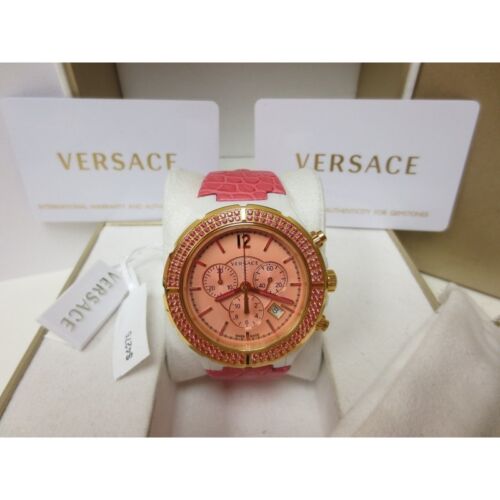 Versace Womens 28CCP15D111 S111 DV One Cruise Rose Gold IP Pink Topaz Pavé Watch - Picture 2 of 10